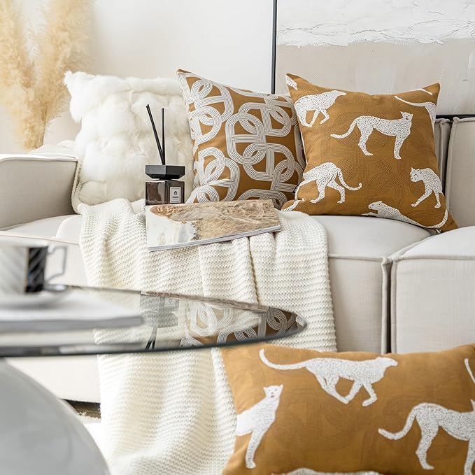 Croker Horse 20x20'' Inches Throw Pillow Cushion Cover - Pig Nose Horseshoe Pattern Chenille Jacquard Embroidery Luxury Modern Style Couch Sofa Pillow for Living Room Bedroom
