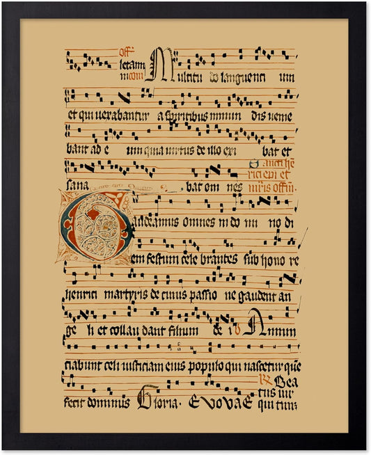 Poster Master Vintage Hymnal Poster - Retro Music Print - Gift for Artist, Friend - Graduale Aboense, Gregorian Chant Manuscript, Score - Wall Decor for Living Room, Bedroom, 11x14 Black Framed