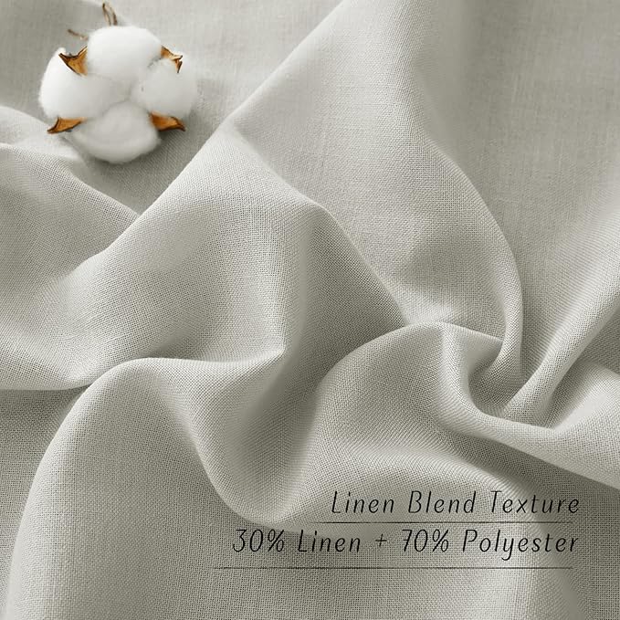 NICETOWN Gray Linen Doorway Curtains 80 inches Long, Grommet Thick Linen Weave Semi Sheer Window Treatments Privacy Assured with Light Filtering for Bedroom/Side Door, W34 x L80