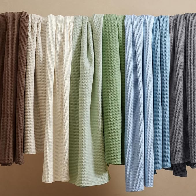 PHF Pre-Washed 100% Cotton Waffle Weave Blanket King Size for Bed,Snag Proof Throw Blanket for Couch Spring Summer Lightweight Breathable,Machine Washable, Home Decor Gift - Light Grey