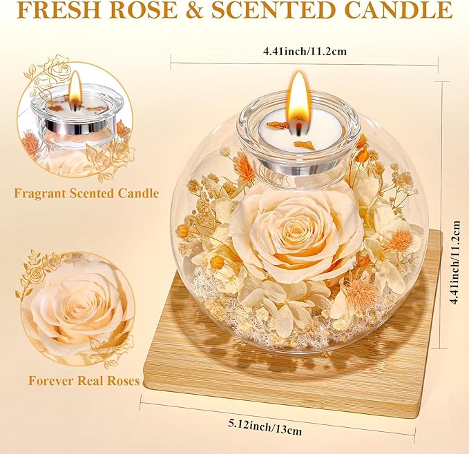 Mothers Day Rose Gifts for Mom Birthday Gift for Women Preserved Rose in Glass Dome with 2 Fragrances Eternal Purple Roses Forever Flowers for Delivery Mothers Day Flower Gifts for Mom Grandma Wife