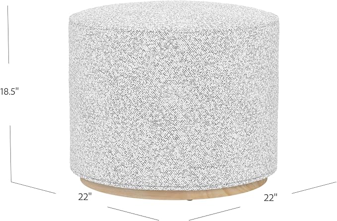 Spatial Order 22" Round Ottoman with Wooden Base - Cream Boucle with Gray Yarns