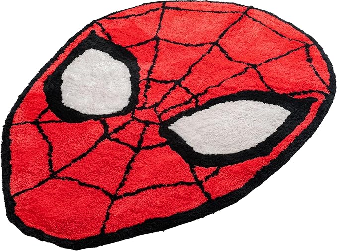 Jay Franco Marvel Spiderman Red Fluffy Accent Rug - 4 x 3 ft Area Rug for Kids Bedroom, Living Room, or Home Decor