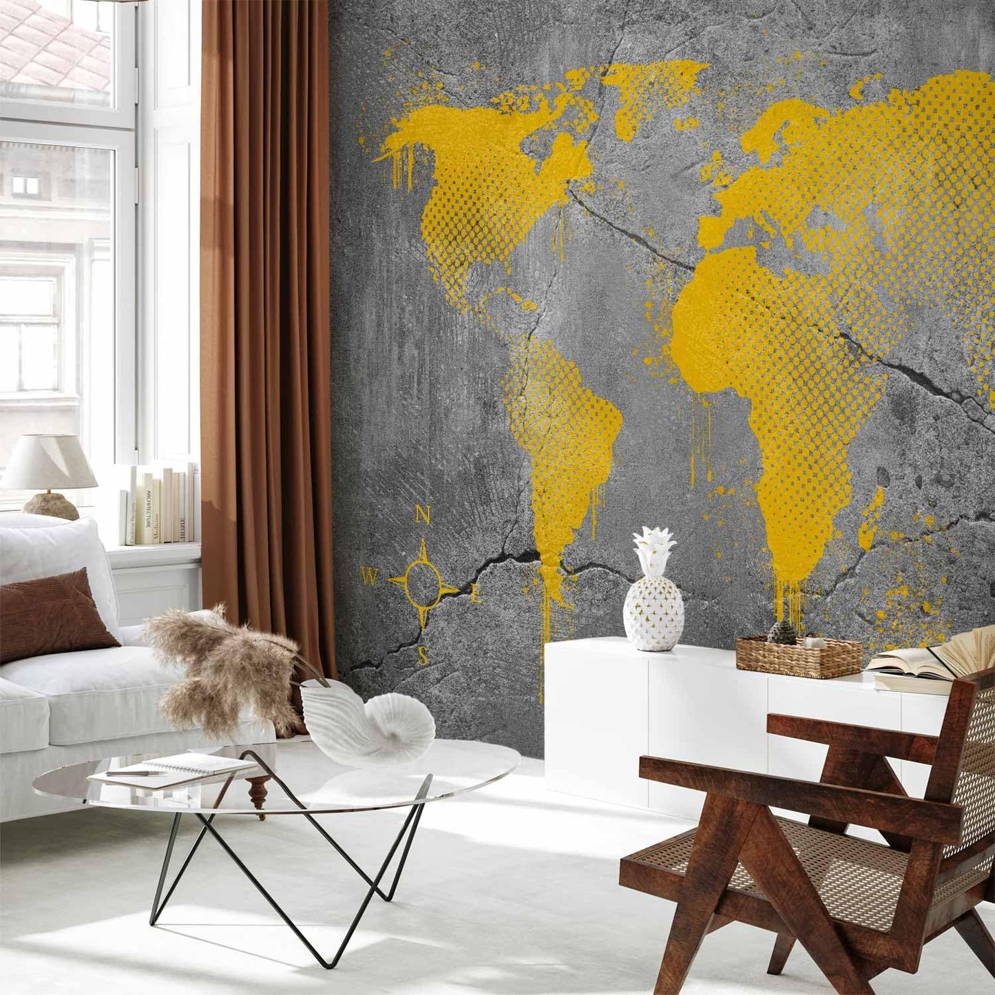 artgeist Wall Mural World Map 98x69 in - XXL Non-Woven Wallpaper Fleece Wall Decor Photo Print Picture Image Design Map of The World k-A-0494-a-a