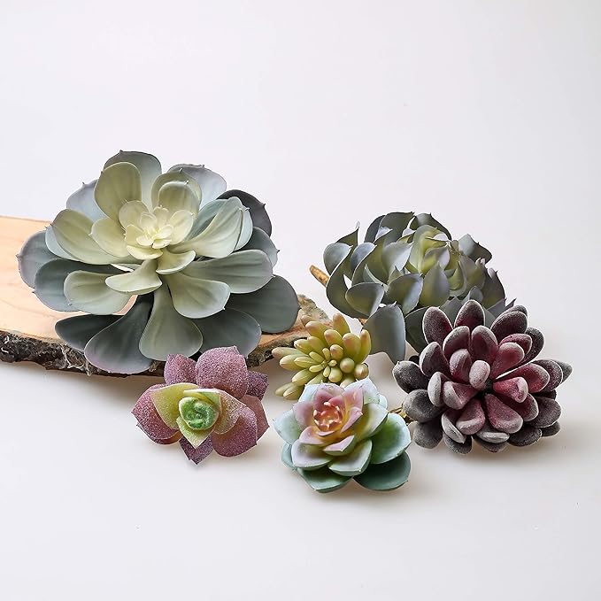 caqpo Artificial Succulents - 15 Pack - Premium Unpotted Succulent Plants Artificial - Realistic Textured Succulents - Fake Succulent Plants for DIY - Feaux Faux Cactus Plant Bulk