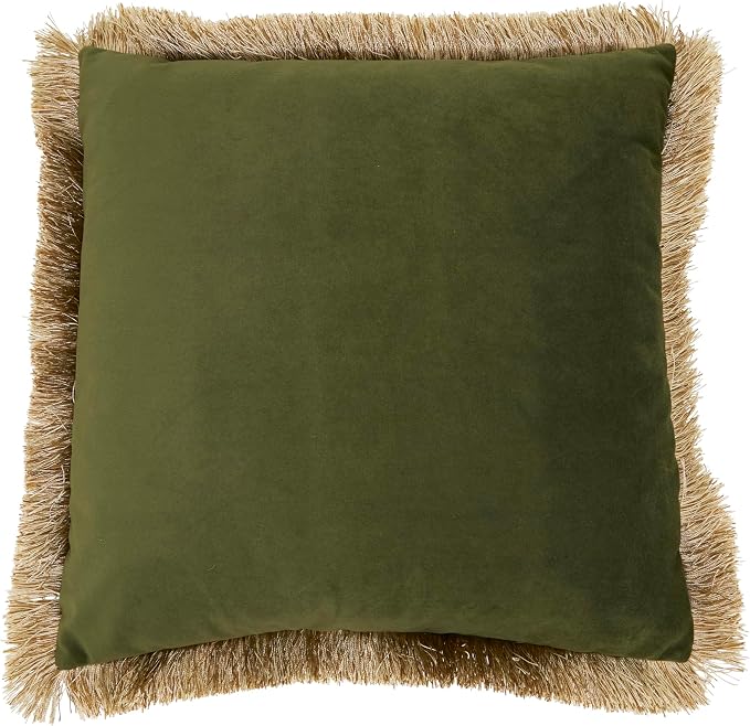 SARO LIFESTYLE Velvet Fringe Down Filled Throw Pillow