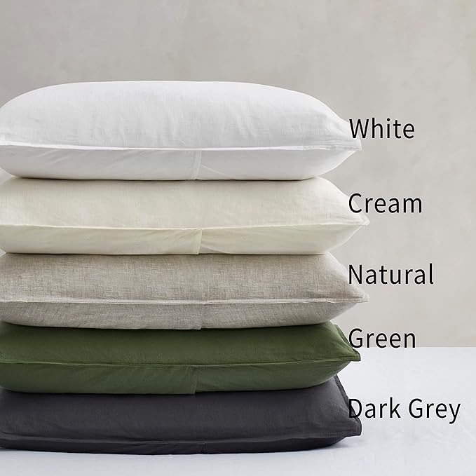 ATLINIA Linen Pillow Cases Euro Sham - 26 x 26 Inch Bed Pillow Protector Cover Set of 2 Bedding Cooling Neutral Pillowcase Shams Green