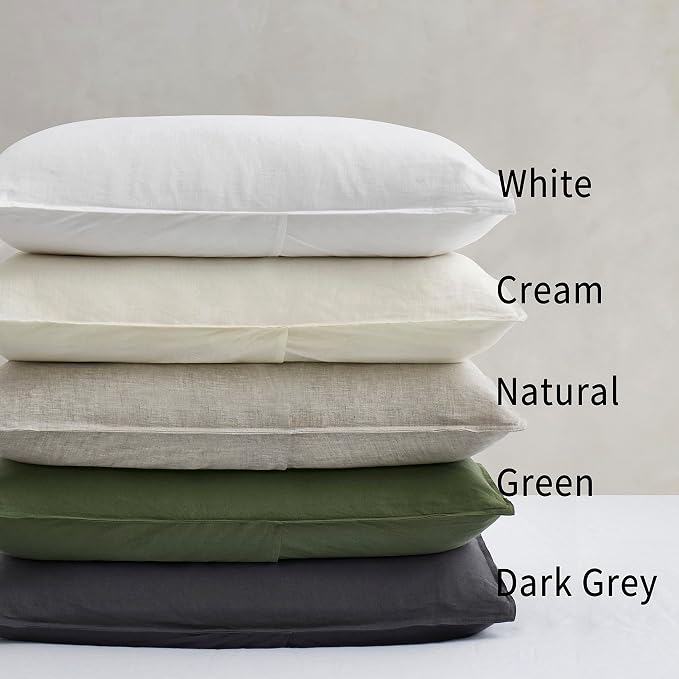 ATLINIA 100% Linen Pillowcases Set of 2, King Size 20" x 36" Pillow Case, Linen Pillow Sham