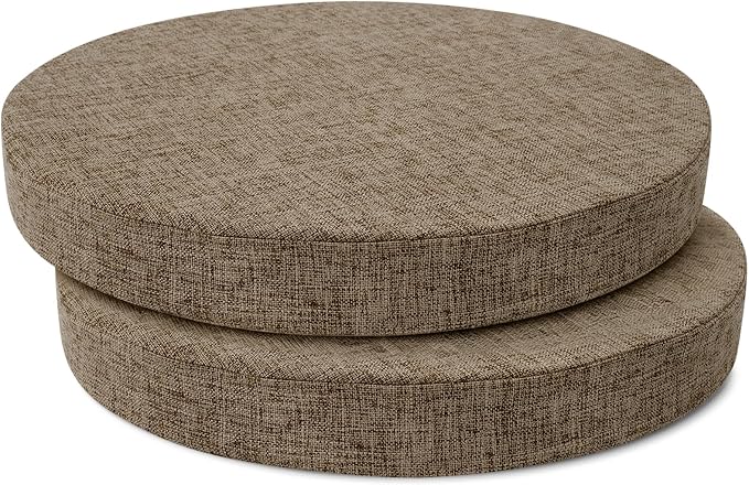 Tromlycs Round Chair Seat Cushions for Circle Bistro Stool Chairs Pads Pillow Large Indoor Circular Non Slip Foam Cushion 18 inch Linen Set of 2