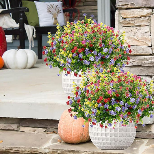 NETAP Outdoor Artificial Flowers UV Resistant, 20 Bundles Fake Realistic Floral Greenery Plants for Outside Porch, Window Boxes, Garden, Yard, Inside Home Table Decor, MixColorB