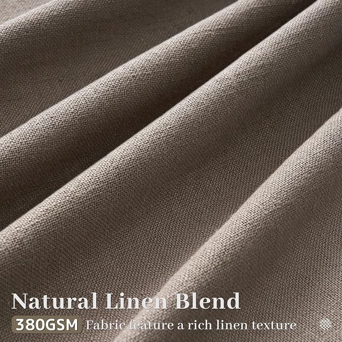105 Inches Long Pinch Pleated Linen Curtains for Living Room 2 Panels Set Neutral Burlap Memory Trained Pleat Drapes Back Tab Light Filtering Boho Ceiling Floor 105 Inch Window Curtains Dark Flax