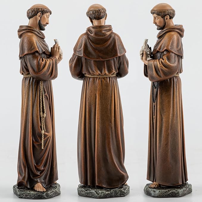 BC Catholic Saint Francis Statue, 6" H St Francis Patron Saint of Nature, Inspirational Garden Figure,Religious Gift, Devotional Home Décor,Renaissance Sculpture Handmade by Buildclassic