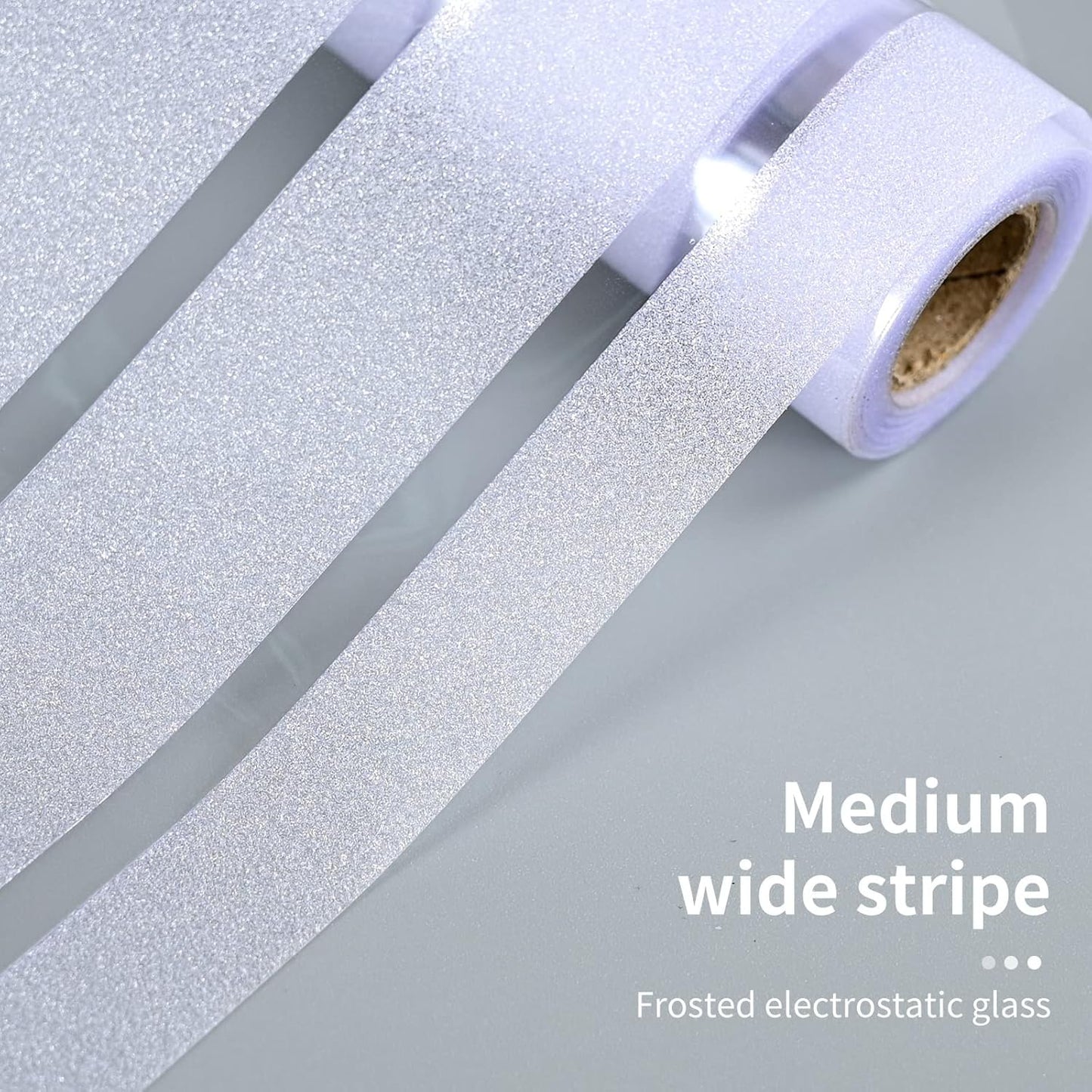 Window Privacy Film with Installation Tools, Static Cling, Anti UV, Heat Control, Ideal for Home Shower Office Glass Door (Stripes Pattern, 23.6X78.7Inch)