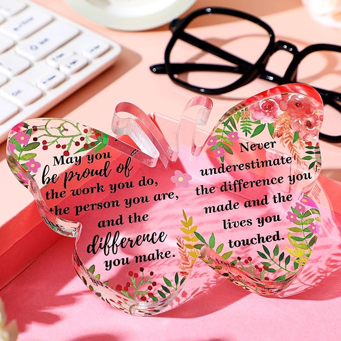 Yinder Thank You Gifts for Women Appreciation Gifts for Coworker Employee Nurse Teacher Leader Boss Inspirational Quotes Acrylic Desk Decor for Home Office Farewell Retirement