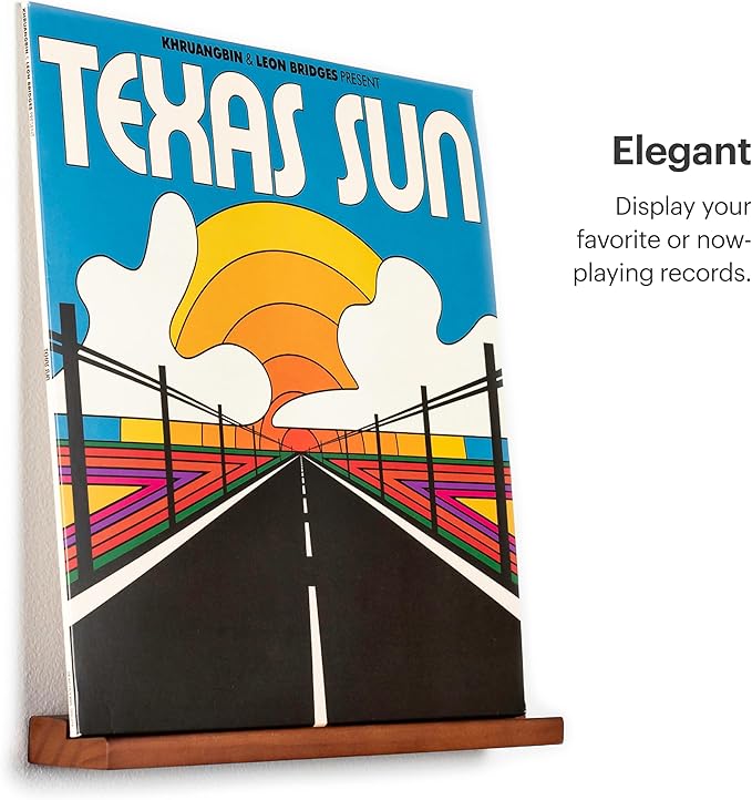 Vinyl Record Wall Mount - 3 Elegant Display Ledges Made from Solid Wood - These Vinyl Record Shelf Will Hold Records of Any Size (Brown)
