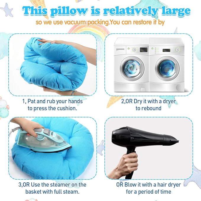 Fumete 8 Pcs 16 Inch Floor Cushions Pillow for Kids Bulk Classroom Round Flexible Seating Floor Cushions for Students Home Daycare School Reading Corner Yoga Meditation Picnic (Ice Blue)