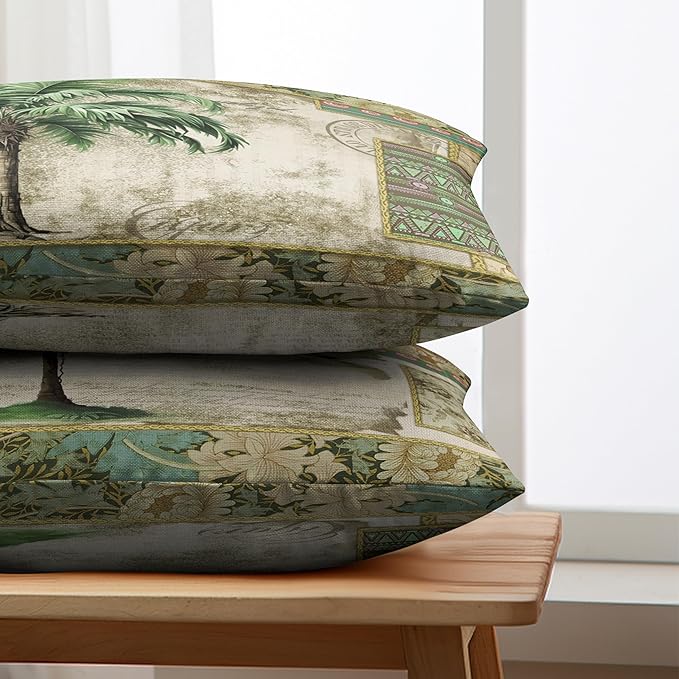 Palm Tree Pillow Covers 12x20 Tropical Banana Tree Rectangle Pillow Case Set of 2 Hawaii Coconut Tree Lumbar Throw Pillow Covers for Bedroom Living Room Sofa