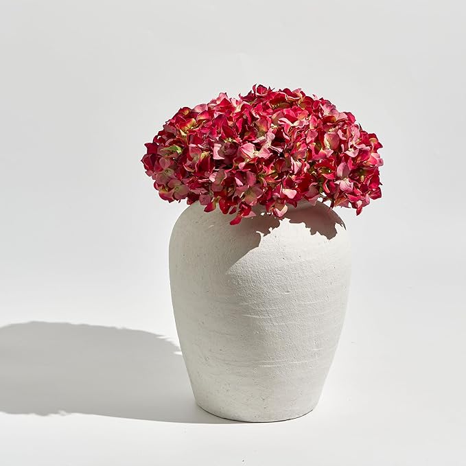 LB2 White Ceramic Large Vase, 11.8" Tall Zen Style, Terra Cotta Pitcher Vase, Distressed Farmhouse Decor, Pottery Decorative Flower for Home Decor (A - White 11.8")