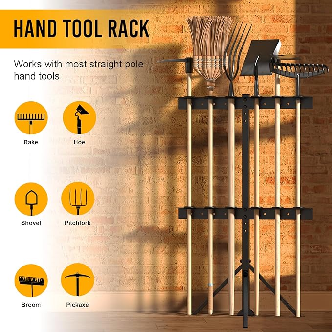 Trailer Tool Rack Shovel Holder - Shovel Rack for Trailer with 6 Tool Holes with Rubber Grommets, Dark Black