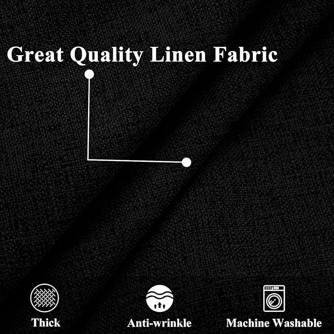 decorUhome Summer Decorative Throw Pillow Covers 18x18 Set of 2 Square Faux Linen Outdoor Neutral Farmhouse Pillow Covers with Stitched Edge for Couch Sofa Living Room, Black