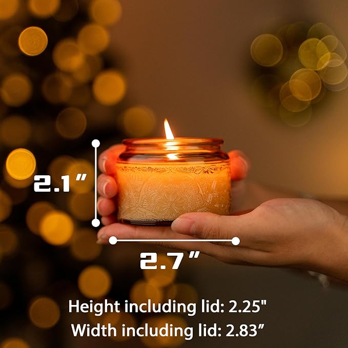 4 oz Mocha Mandala Glass Candle Jars with Bamboo Lids, 18 Pack | Patented Embossed Design, Includes Wick Centering Devices & Warning Labels, Multiple Color Options