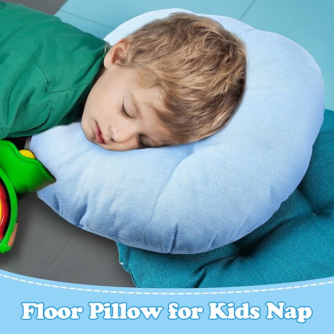 Fumete 8 Pcs 16 Inch Floor Cushions Pillow for Kids Bulk Classroom Round Flexible Seating Floor Cushions for Students Home Daycare School Reading Corner Yoga Meditation Picnic (Ocean Whisper)