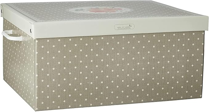 Lavatelli: Storage Box 6 Pack: Large - Grey Polka Dots - Lid & Handles, Decorative Cardboard Organizer, Stack, Home-Clothes-Linens, 19.7 x 15.4 x 9.4