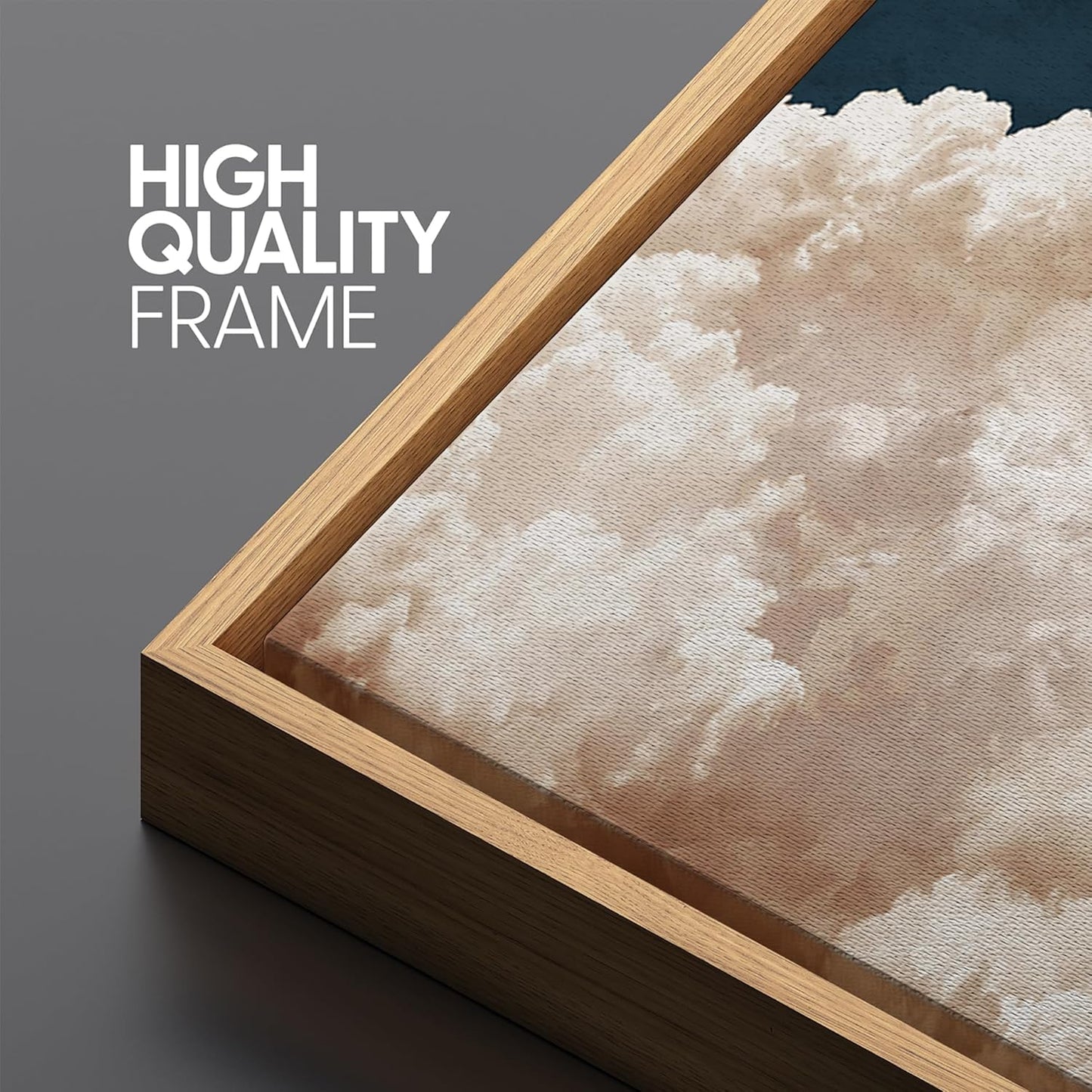 MUDECOR Extra Large Framed Canvas Print Wall Art Cumulus Clouds Panoramic Dramatic Skyline Illustrations Antique Retro Fine Art Illustrations Decorative Colorful for Bedroom - 60"x30"