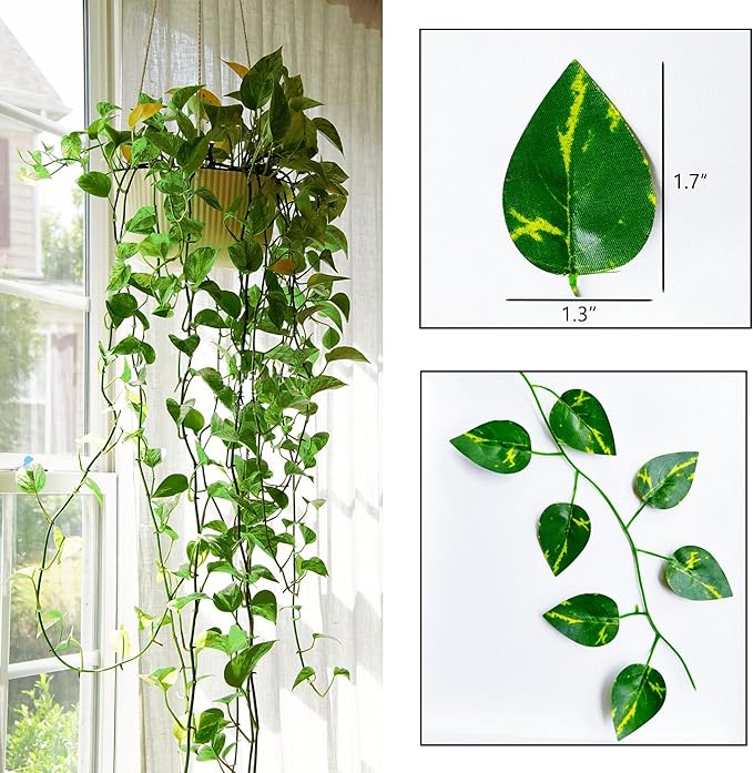450 Feet 60 Pack Fake Greenery Hanging Garland, Artificial Ivy Leaf Plants, Vine Leaves, Flowers Foliage for Bedroom Garden Wall Decor