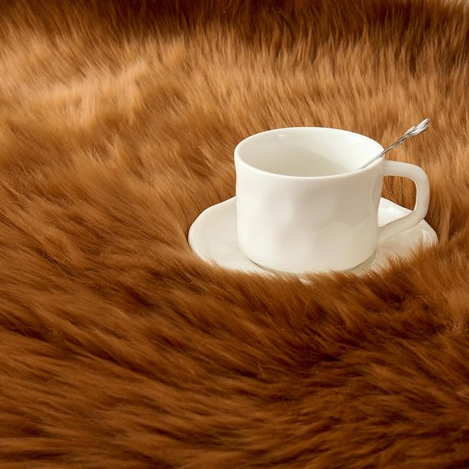 Premium Genuine Sheepskin Area Ruge - Real Wool Fur Shaggy Carpet | Fluffy Soft Natural Lambskin Rug Seat Chair Covers for Couch Sofa Bedroom Living Room(Brown,2×6 Feet Sheepskin)