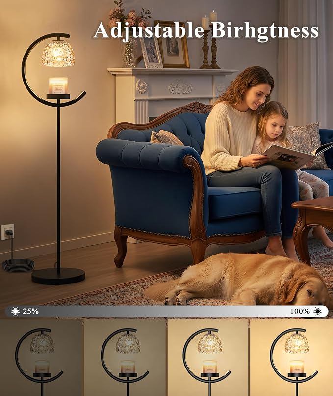 seenlast Candle Warmer Floor Lamp with Timer and Dimmer | Standing Electric Wax Melt Warmer for Home Decor, Living Room & Bedroom | Birthday Gifts for Women, Mom & Girlfriend