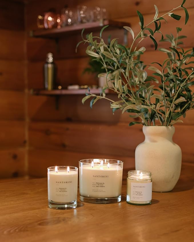 Brooklyn Candle Studio Santorini Jar Candle - Luxury Scented Candle, Vegan Soy Wax, Hand Poured in The USA, 50 Hour Slow Burn Time - 7.5oz