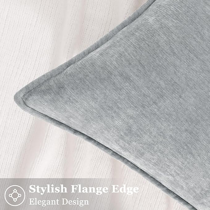 decorUhome Summer Couch Throw Pillow Covers 18x18 Set of 2, Decorative Soft Velvet Modern Cozy Chenille Pillow Cases with Elegant Design for Sofa Bed Living Room Home Decor, Ultimate Gray