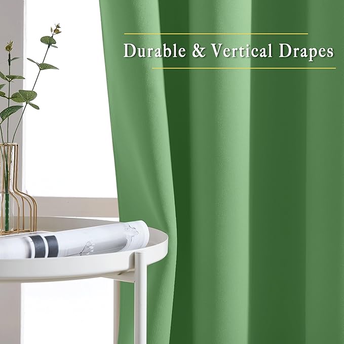 NICETOWN Blackout Curtains for Boys Room - Thermal Insulated Solid Grommet Room Darkening Curtains/Panels/Drape for Bedroom (Forest Green, 1 Pair, 46 by 90-Inch)
