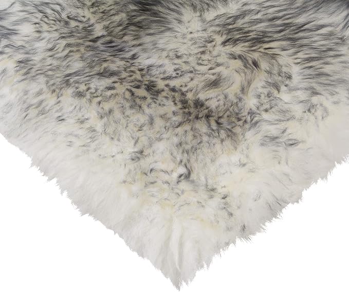 Set of 4, Natural Sheepskin Chairpad with Non-Slip Backing | 100% Real New Zealand Wool Sheepskin for Car Seat, Accent Chair, or Vanity Chair, Gradient Grey