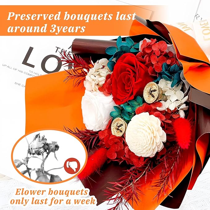 QOEAZY Flowers for Delivery, Preserved Flowers Bouquet with Gift Box, Rose Gifts for Women Mom Grandma