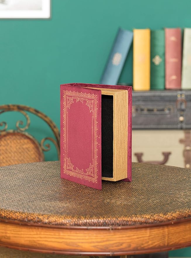 Decorative Vintage Book Shaped Trinket Storage Box - Red