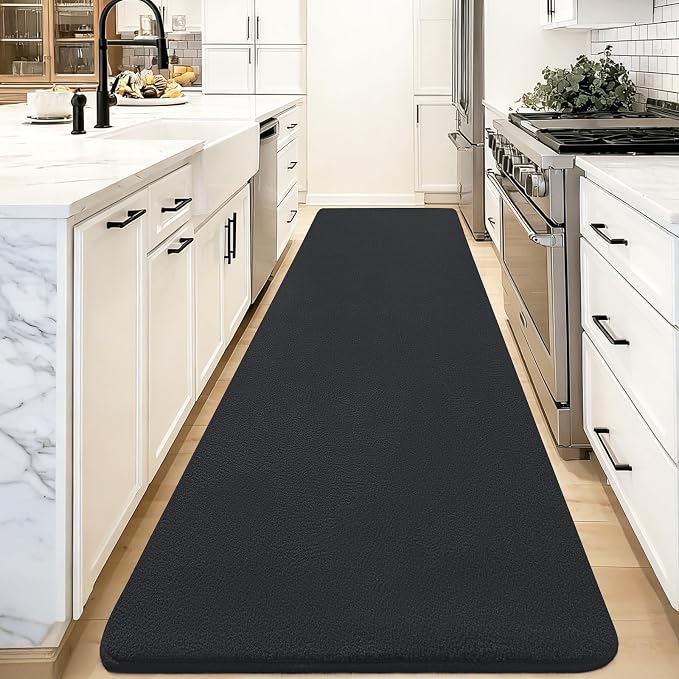qulint Dark Grey Runners for Hallways Non Slip, 2x8 Runner Rug for Kitchen Modern Soft Thickened Memory-Foam Indoor Living Room Rug, Minimalist Solid Carpet for Bedroom Entrance Home Decor