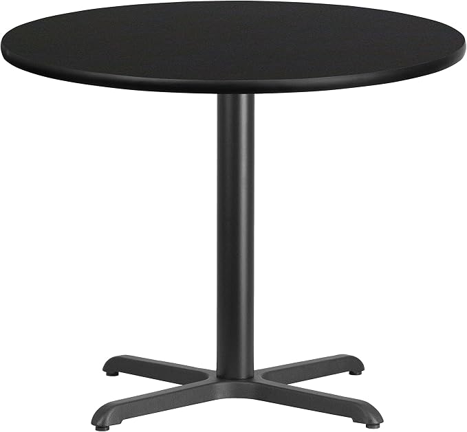 Flash Furniture Stiles 36'' Round Black Laminate Table Top with 30'' x 30'' Table Height Base