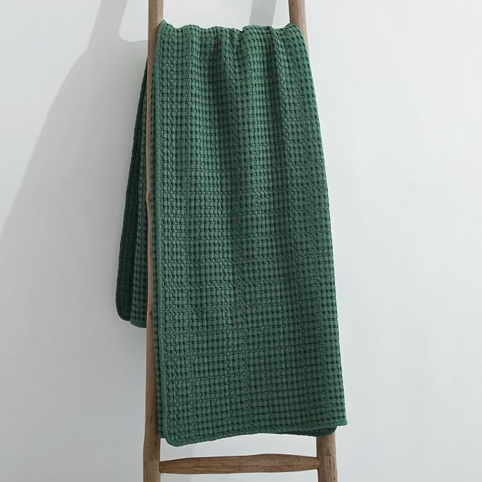 Levtex Home - Mills Waffle - Throw - Forest Green Cotton Waffle - Throw Size 50 x 60in.