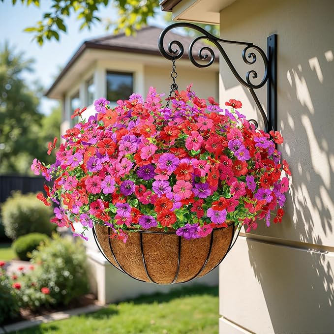Alupssuc 48 Bundles Artificial Flowers for Outdoors Decoration, UV Resistant Silk Faux Daisy Flora Spring Fake Plastic Plants Greenery for Outside Indoor Yard Home Porch Window Box Decor, Mix 3 Colors