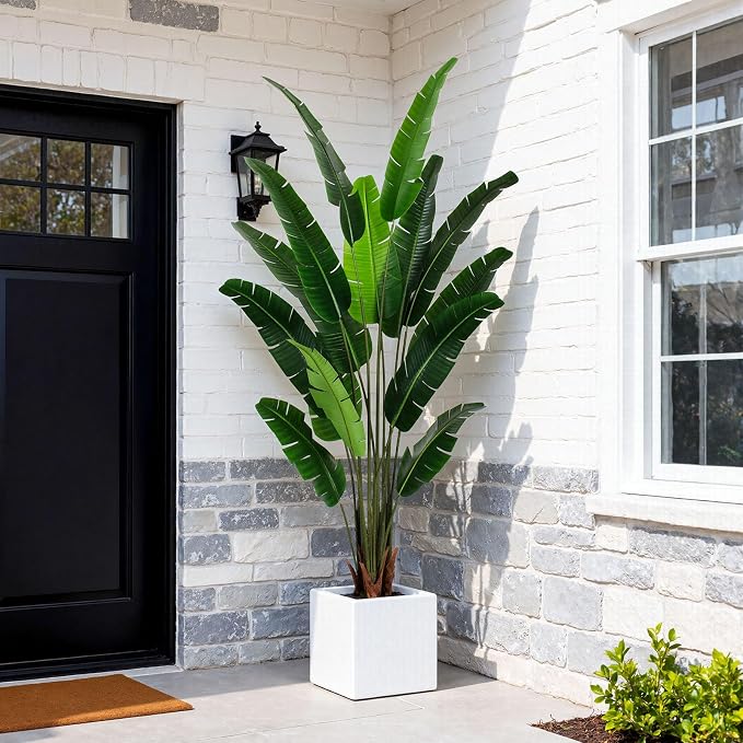 YEPDIN 7 FT Artificial Bird of Paradise Plants Decoration Large Fake Tree | Fake Banana Leaf Plant Decor Large Faux trees Realistic Indoor Outdoor Tall Floor Plants for Living Room, Office Decor