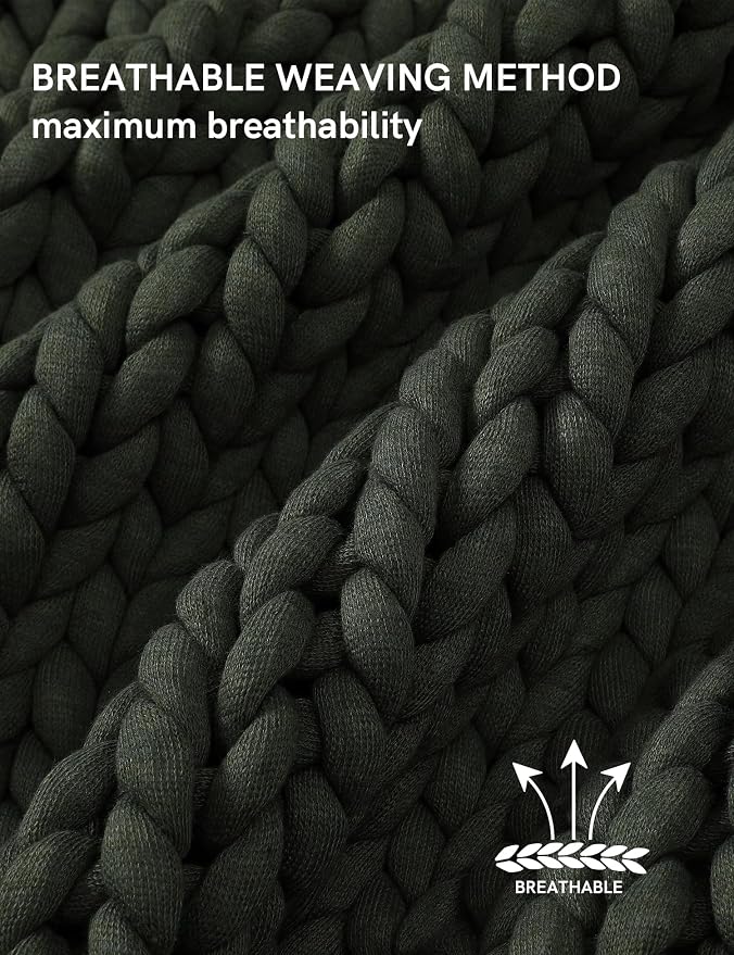 YnM Chunky Throw Blanket, Medium-Weight, Hand Knitted, Skin Friendly, Ventilated and Breathable, Machine Washable, Home Décor Piece for Couch, Sofa and Bed (Olive, 50x70 Inch)