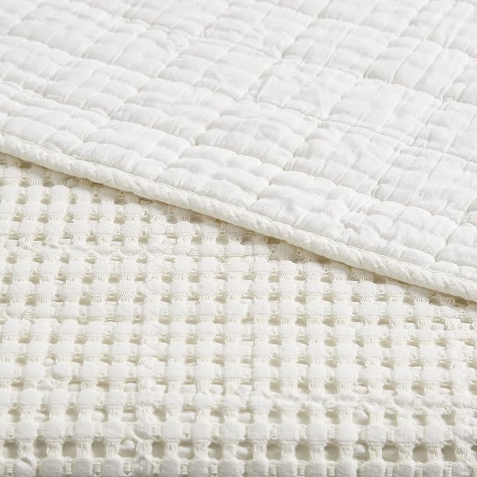 Levtex Home - Mills Waffle - Throw - Cream Cotton Waffle - Throw Size 50 x 60in.