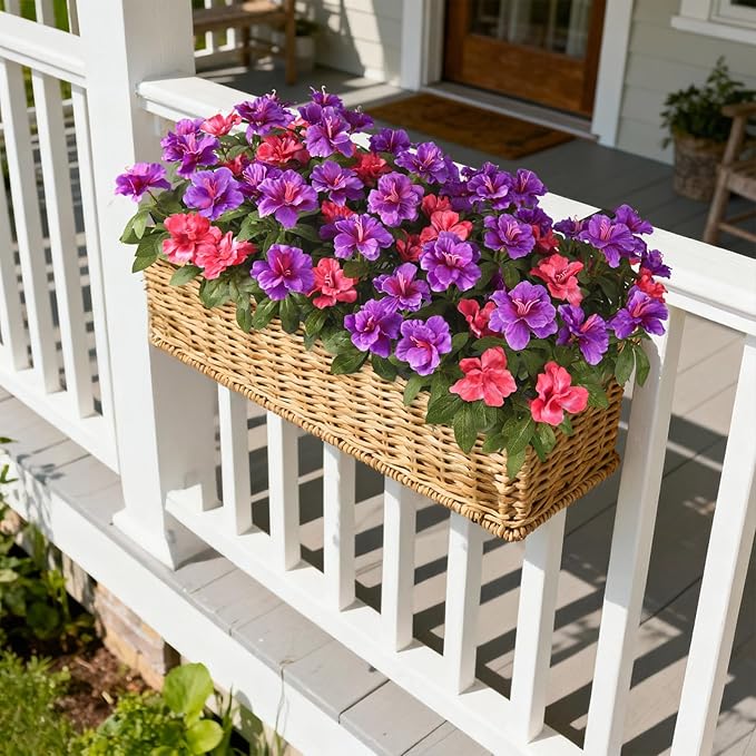Hommyea Artificial Fake Flowers for Outdoor, 8 Bundles Faux Plants Silk Flowers Spring Decoration UV Resistant No Fade Plastic Flowers for Outside Planters Home Porch Patio Yard Garden Decor