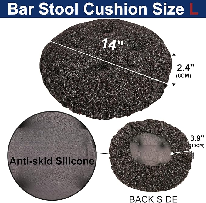 SINOSSO Modern Bar Stool Cushion Dia.14, Fashion Interweaving Design Anti-Skid Silicone Round Stool Seat Cushion Cover Padded (Dark Brown, L,1)