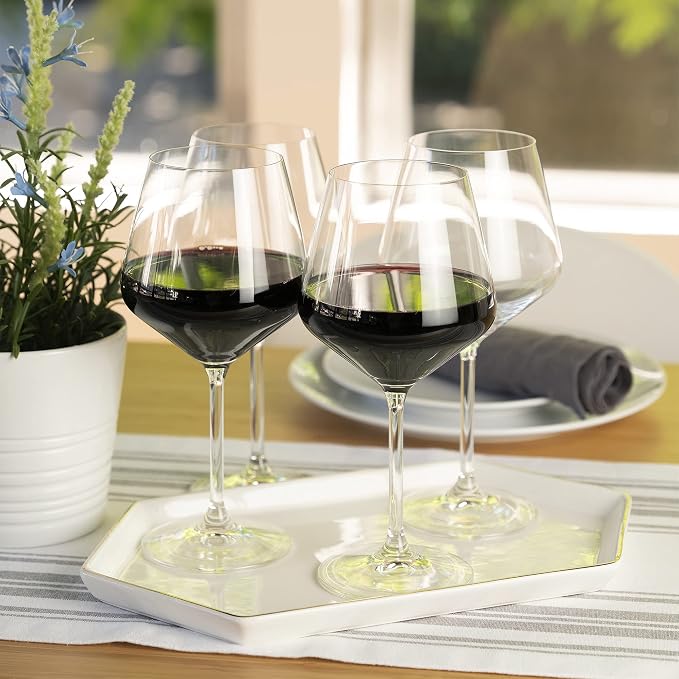 Spiegelau Style Burgundy Wine Glasses, Crystal Clear Red Wine Glasses for Pinot Noir, Elegant Glassware, Wedding Gifts, Birthday Gifts for Women and Men, Home Bar Accessories, 22.6 oz, Set of 4