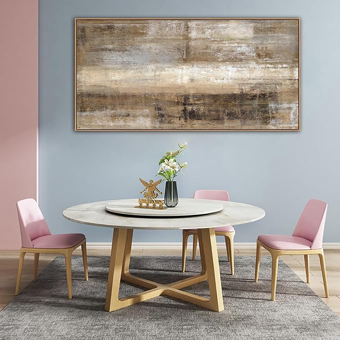 yearainn Abstract Wall Art Large Canvas Picture Modern Brown Canvas Painting Artwork Abstract Canvas Prints Wall Decoration for Living Room Bedroom Office Home Wall Decor Framed Ready to Hang 29x58in