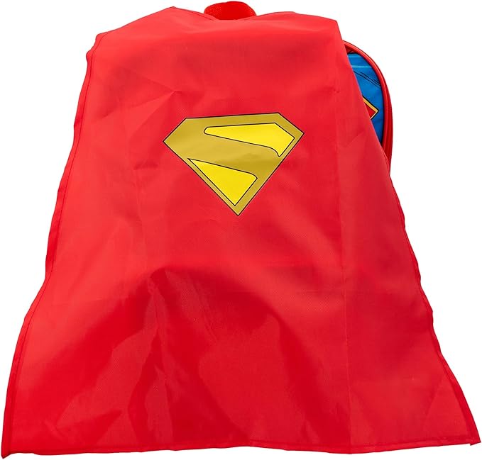 AI ACCESSORY INNOVATIONS Superman 2 Piece Backpack Set, Boys 16" Superhero School Bag with Detachable Cape, Lunch Box