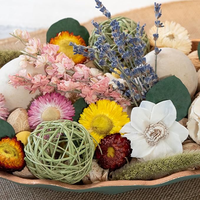 ANDALUCA Maison Box Dried Flowers Fragrance Potpourri Decorative Vase & Bowl Filler Home Décor (Floral Strawflowers)